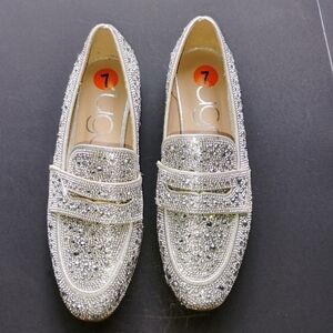 *Rhinestone Silver Loafers Size 7‎ Brand New, No Box